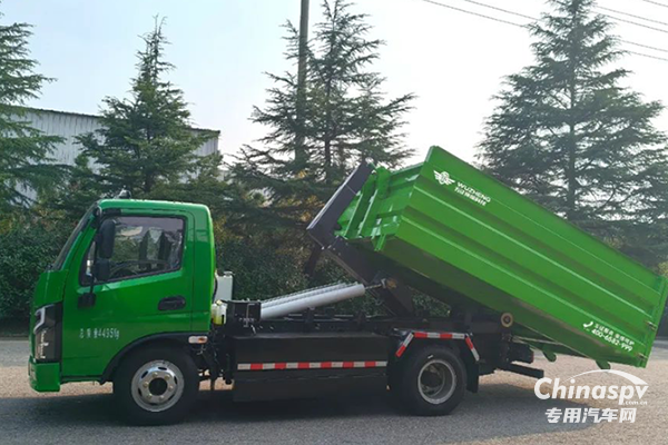 五征純電動(dòng)車廂可卸式垃圾車，可一車多箱，垃圾收集站轉(zhuǎn)運(yùn)配套