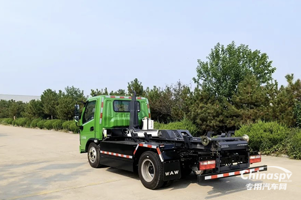 五征純電動(dòng)車廂可卸式垃圾車，可一車多箱，垃圾收集站轉(zhuǎn)運(yùn)配套