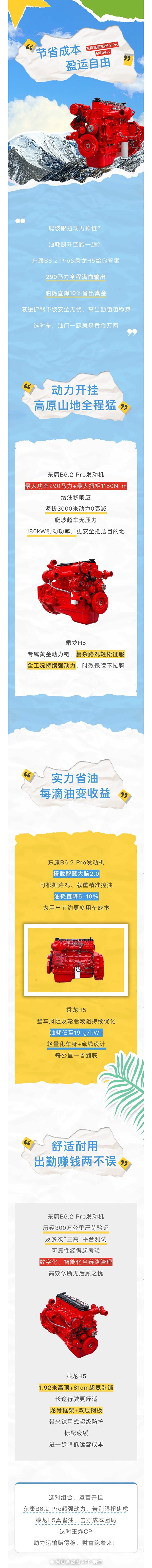 東風(fēng)康明斯B6.2 Pro&乘龍H5：動力開掛式運(yùn)營，省油耐用創(chuàng)收無憂