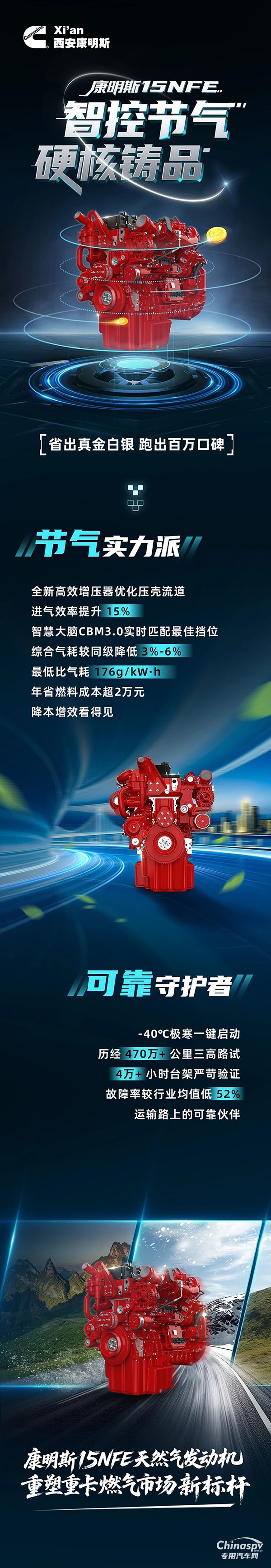 硬核守護(hù)，全程可靠！康明斯15NFE發(fā)動(dòng)機(jī)，“智控節(jié)氣”省出真金白銀