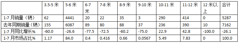 2024年前7月醫(yī)療專用車：5-6米領跑11-12米領漲，程力/江鈴/福田居前三